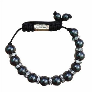 Balla cord beaded bracelet black onyx & crystals